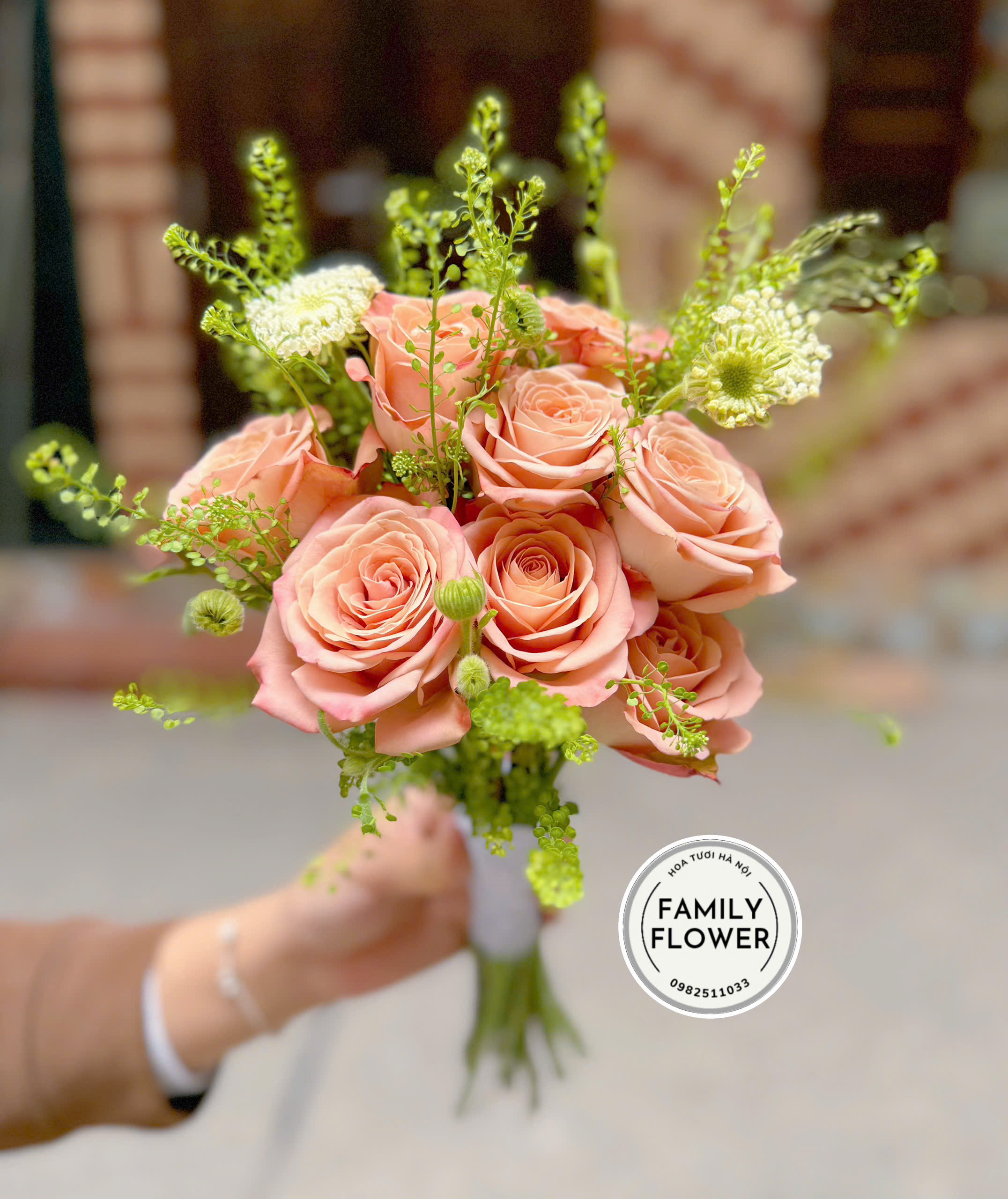 Bó hoa hồng capuchino ! Hoa tay cầm cô dâu ở Hà Nội ! Hoa cưới Hà Nội