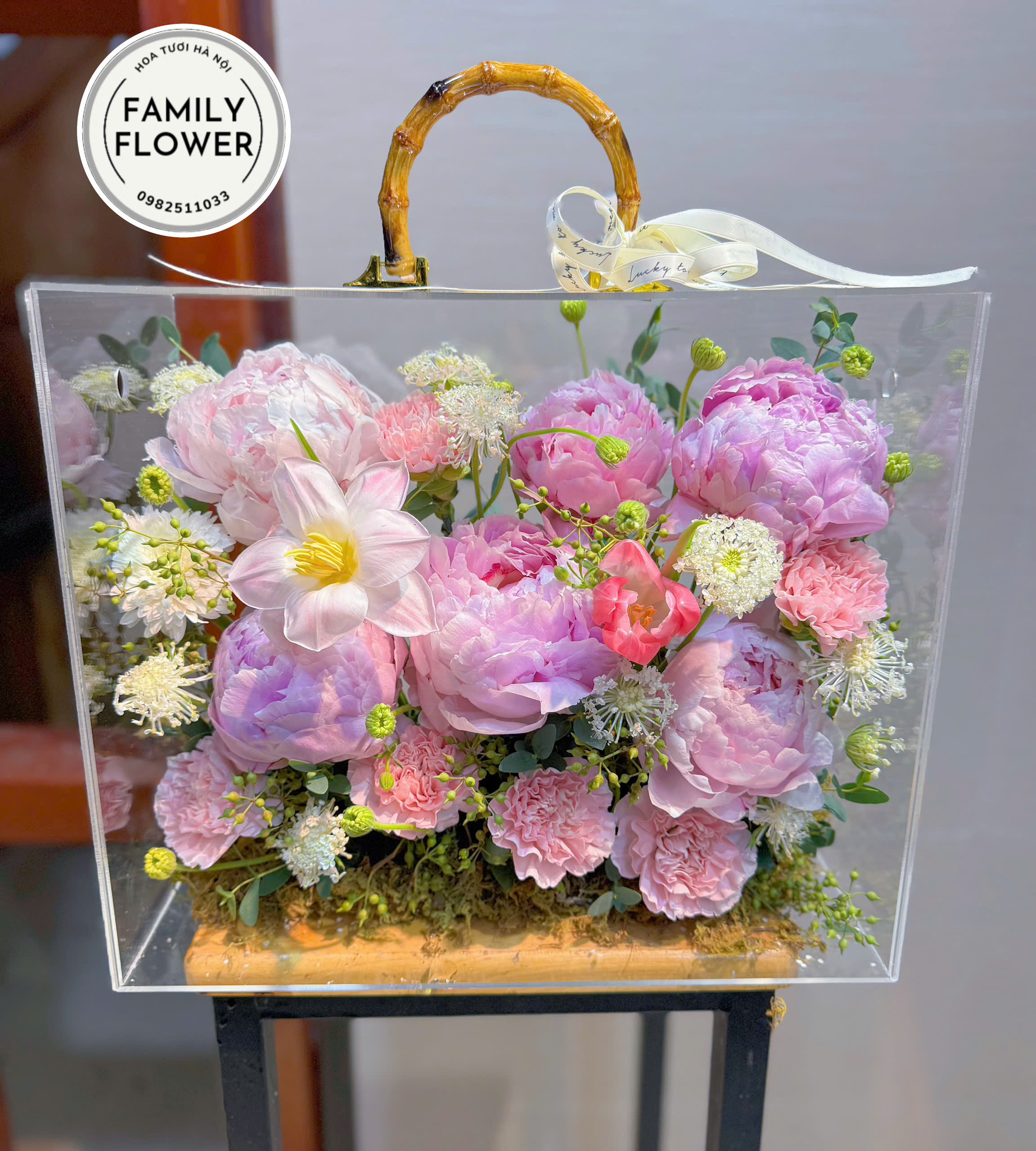 Vali hoa mẫu đơn tặng chúc mừng sinh nhật mẹ tại Hà Nội ! Mua hoa tươi online tại Ba Đình Hà Nội