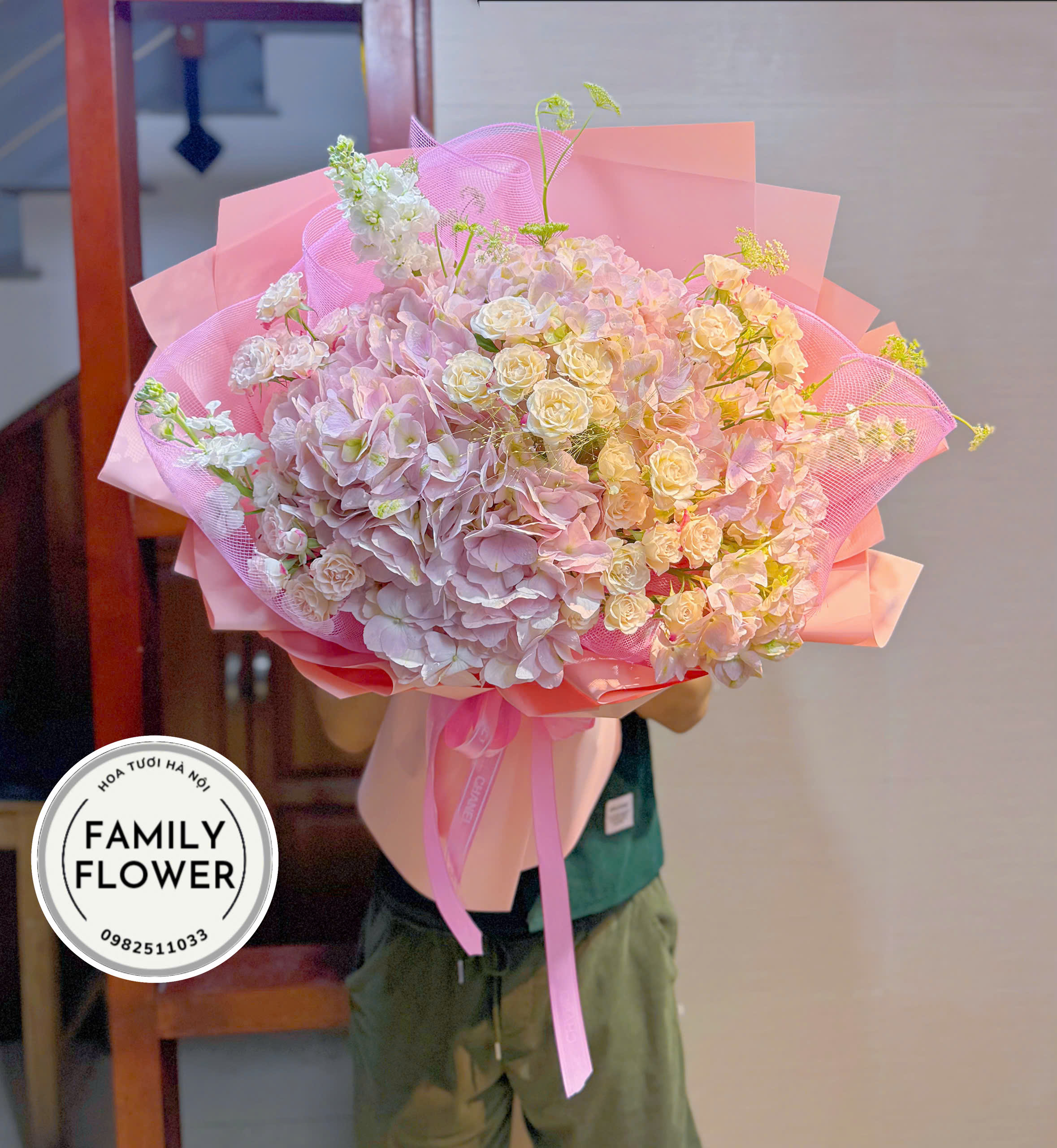 Bó hoa cẩm tú cầu hồng tặng bạn gái quận Đống Đa Hà Nội ! Hoa cẩm tú cầu hồng
