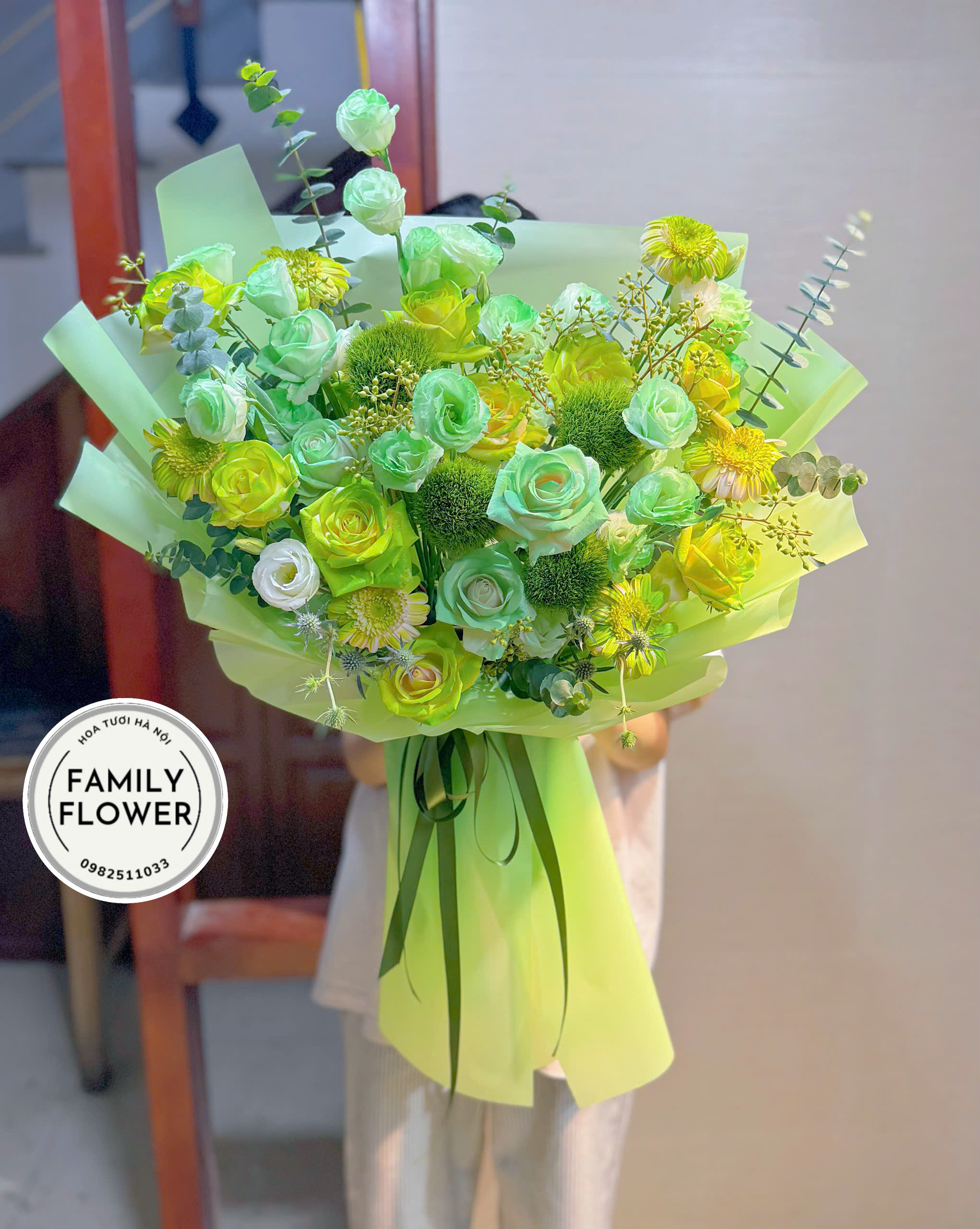 Bó hoa tone xanh lá tặng sinh nhật quận Đống Đa  Hoa sinh nhật Đống Đa ! Hoa tươi Đống Đa