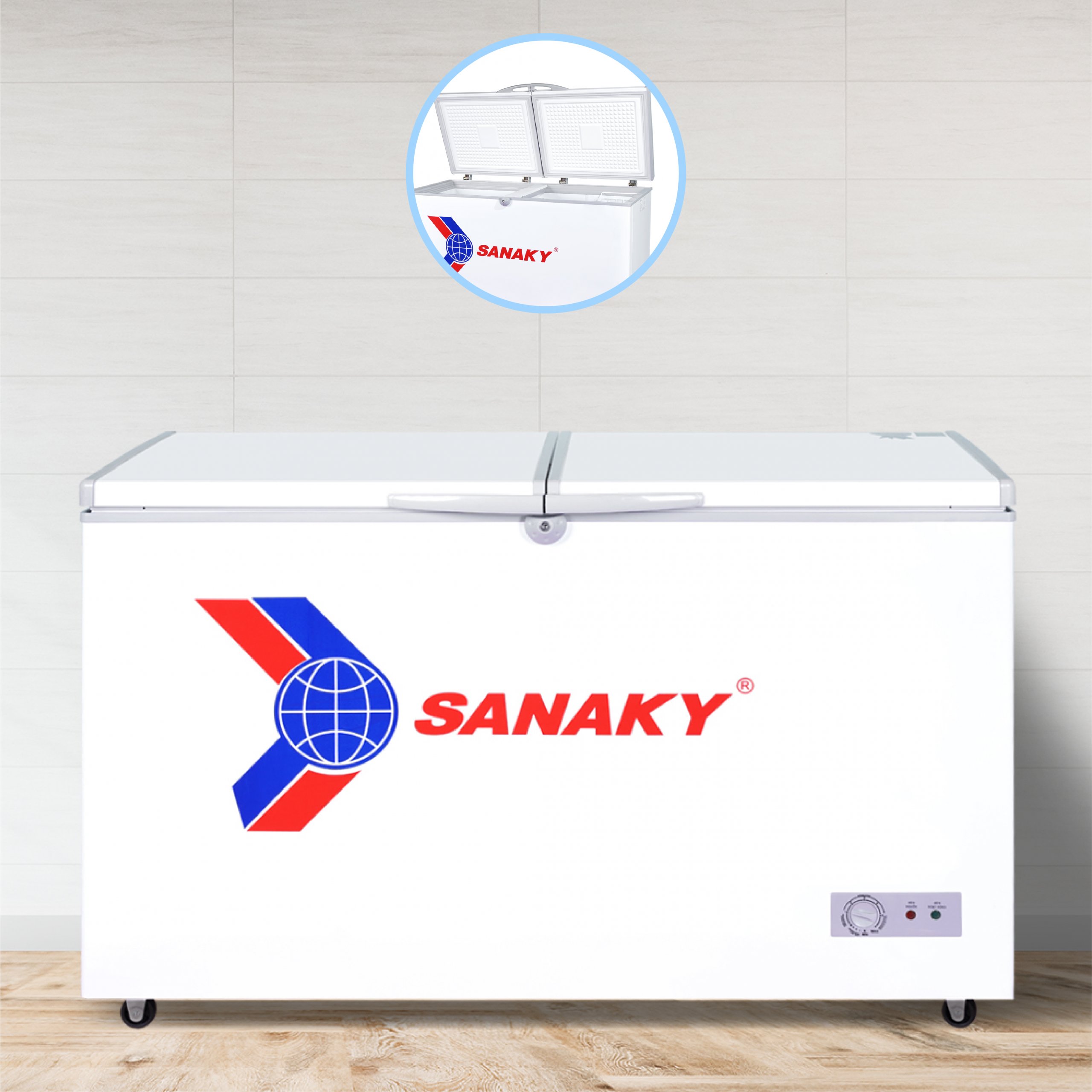 Tủ đông Sanaky VH-285W2, 220 lít, 2 ngăn đông/mát, dàn lạnh nhôm
