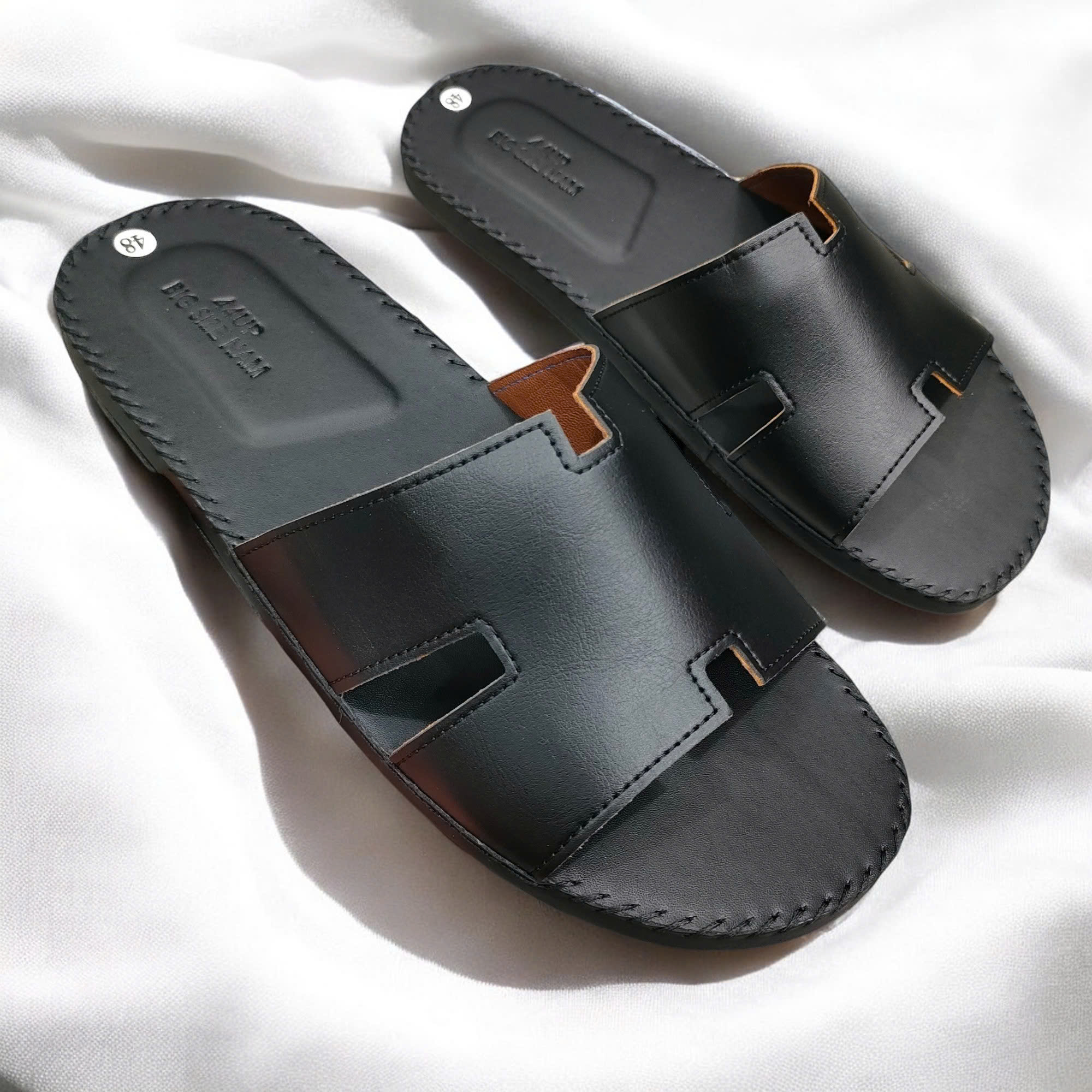 Dép Da Quai Ngang Big Size Nam (45-50) | Da Bò Thật |