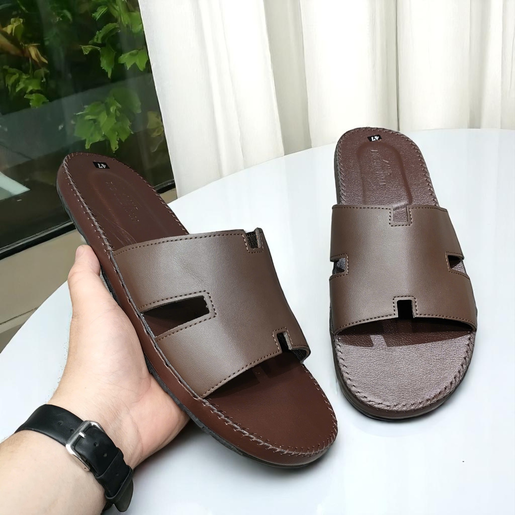 Dép Da Chữ H Big Size Nam - Sang Trọng, Thoải Mái, Phong Cách