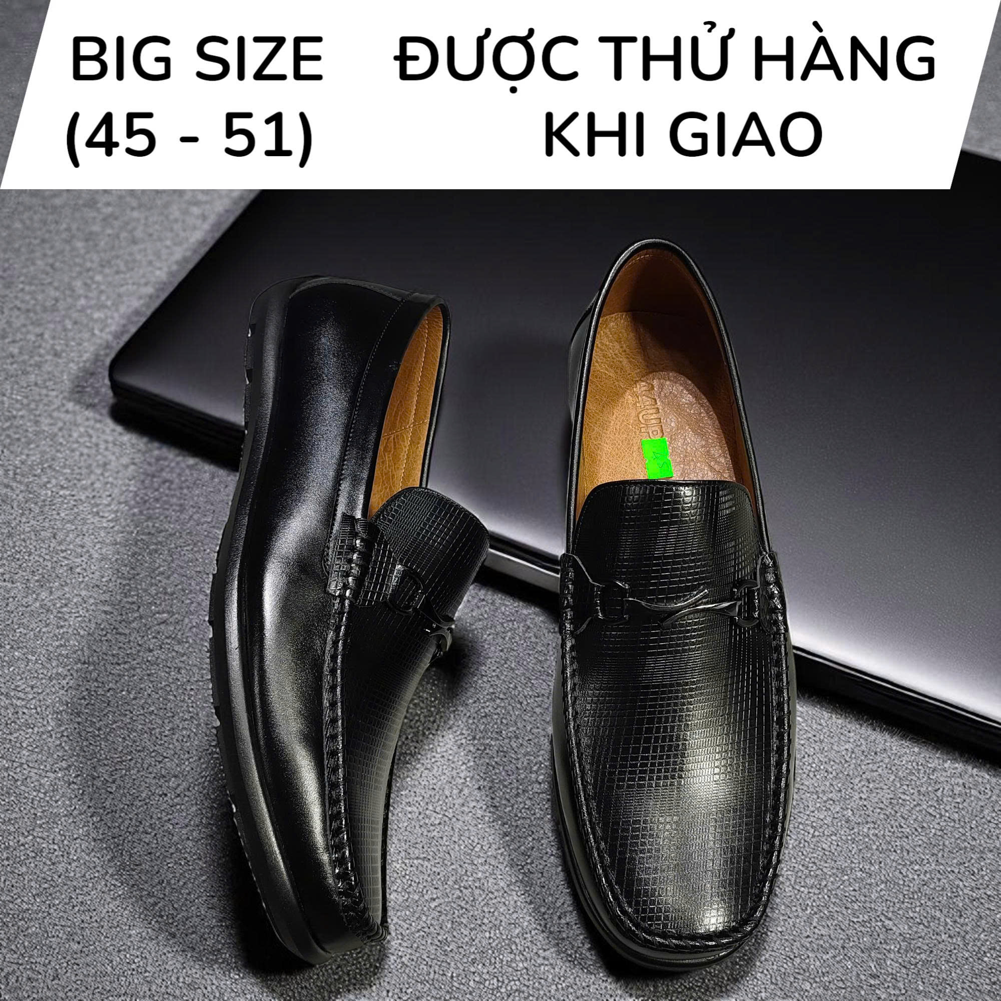 Giày Lười Da Bò Big Size Nam | Tiện Lợi & Đẳng Cấp |