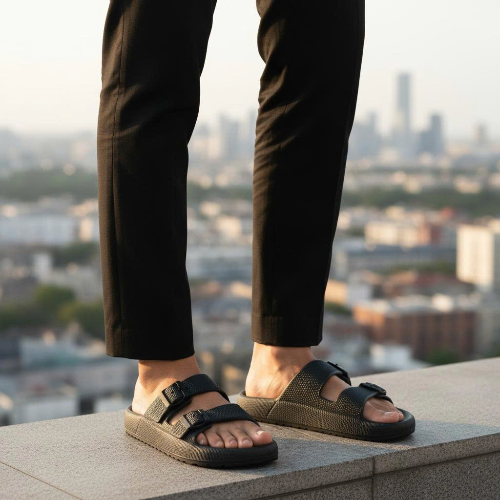 Dép 2 Quai Ngang Big Size Nam | Da Bền, Đế Rộng |