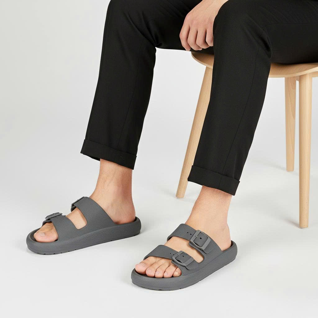 Dép 2 Quai Ngang Big Size Nam | Da Bền, Đế Rộng |