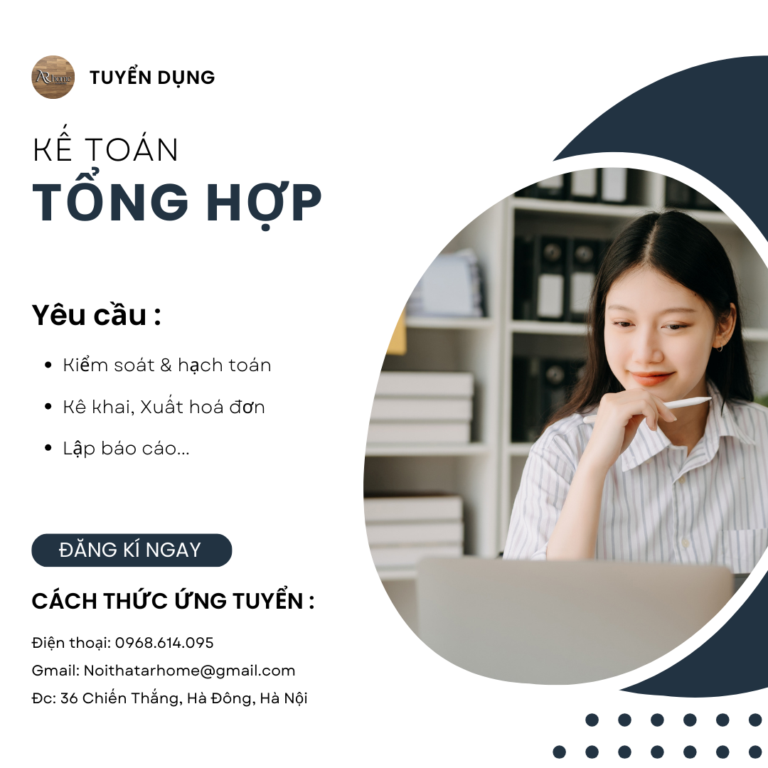 TUYỂN DỤNG CHUYÊN VIÊN KẾ TOÁN TỔNG HỢP