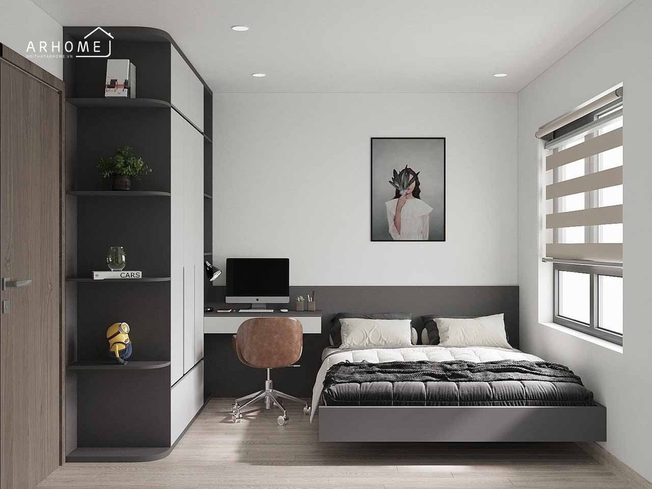 Thiết kế giường ngủ cho bé kết hợp bàn học
