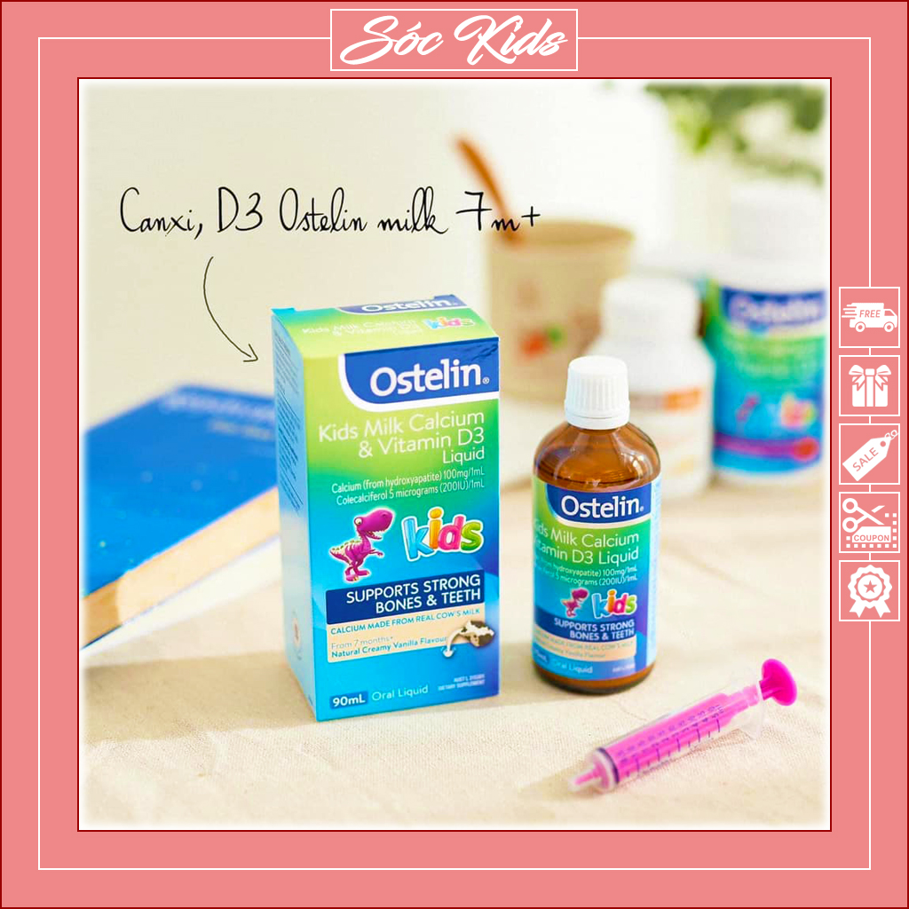 Ostelin Kids Milk Calcium & Vitamin D3 Liquid Dạng Siro Cho Bé 7 Tháng