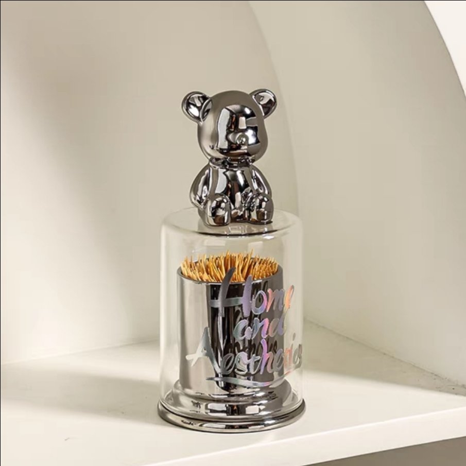 Hũ tăm sứ/thủy tinh nắp gấu