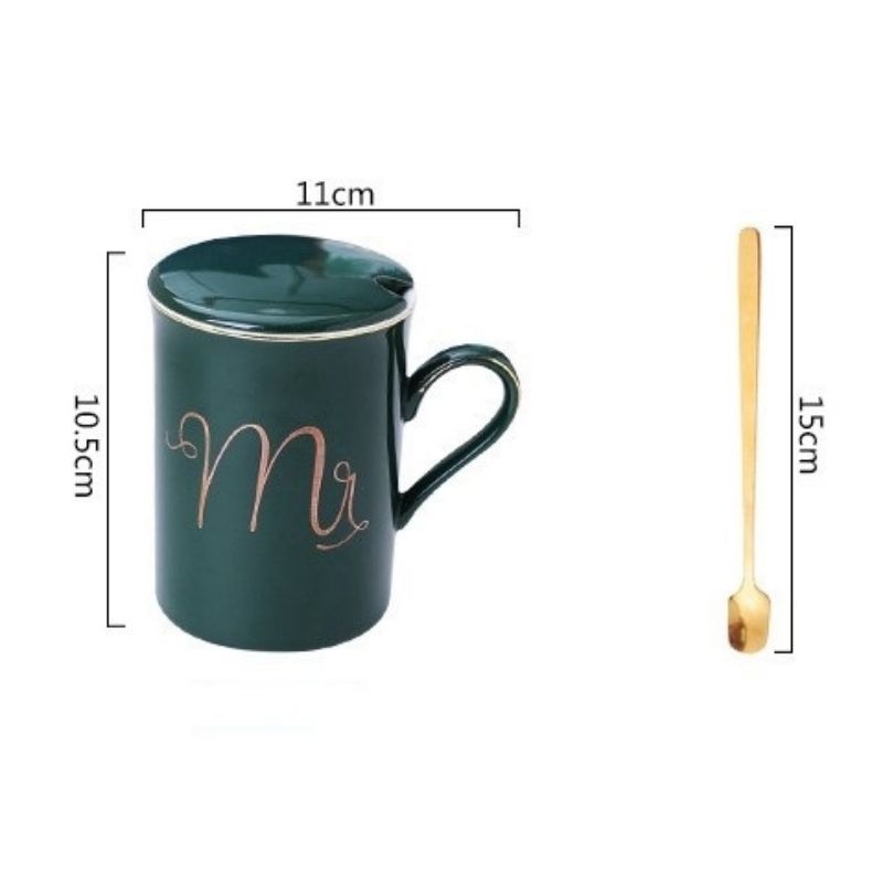 Ly sứ Mr&Mrs tay cầm vàng