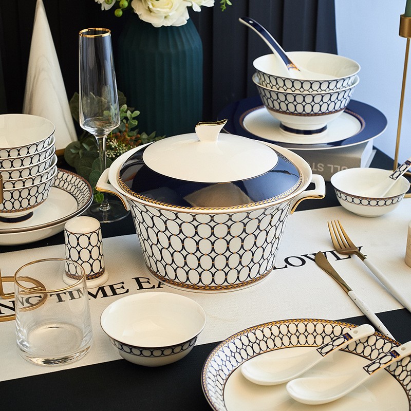 Set chén bát sứ xương Royal Mosaic 60 món