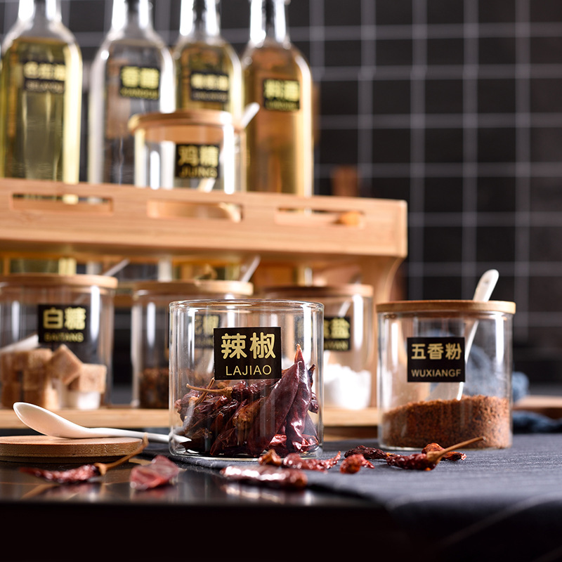 Set gia vị khung gỗ 11/15 chi tiết hũ trong