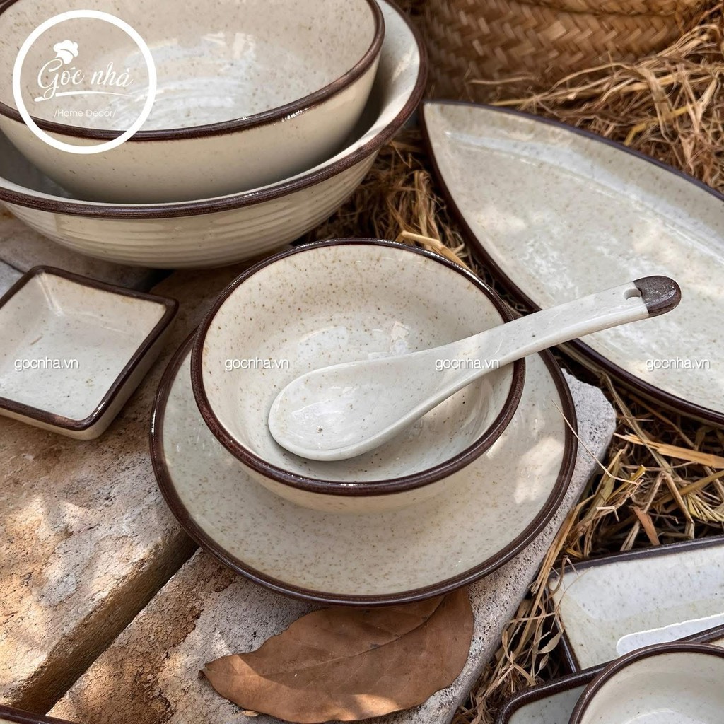 BST chén bát BEIGE nâu men tiêu