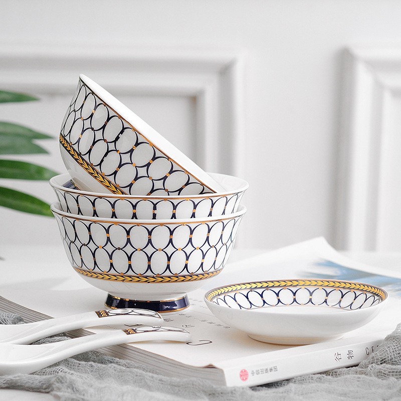 Set chén bát sứ xương Royal Mosaic 60 món