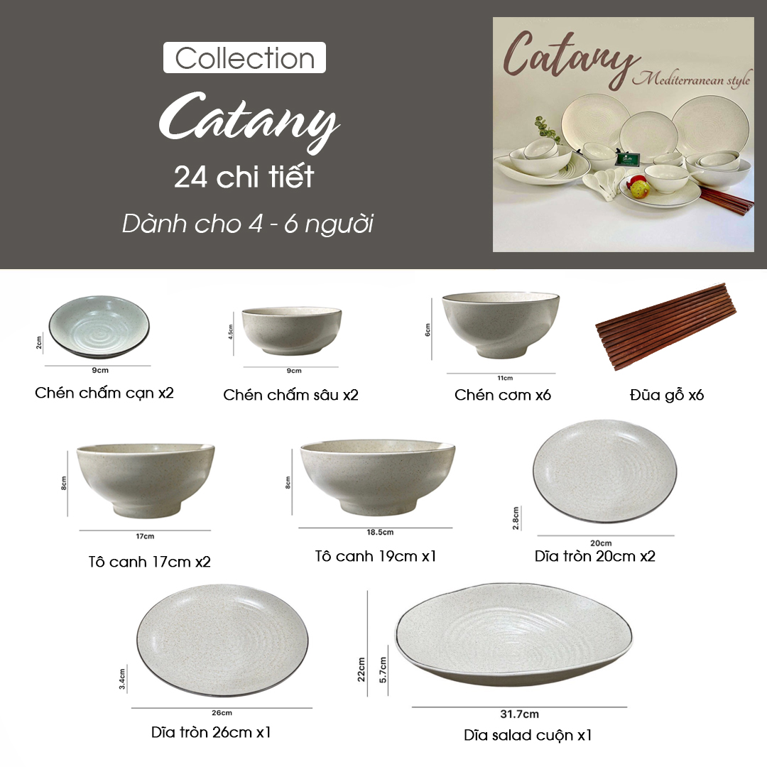Set chén bát CATANY 24 chi tiết
