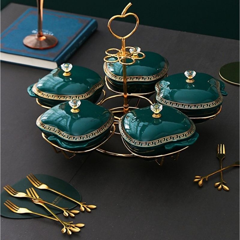 Khay mứt quả táo khung vàng