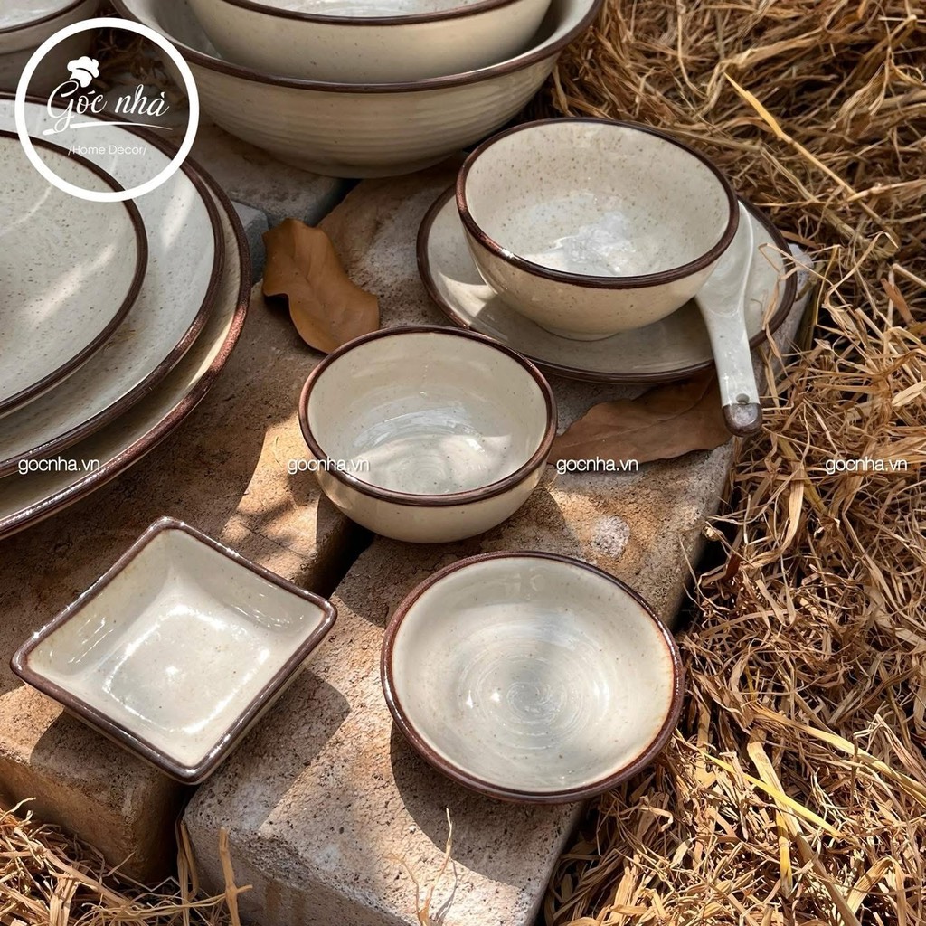 BST chén bát BEIGE nâu men tiêu