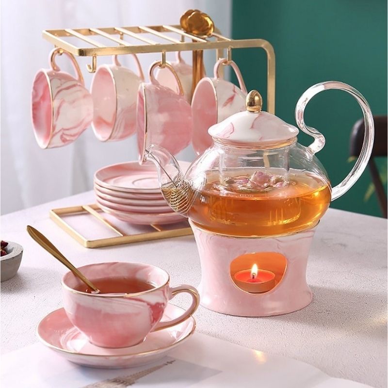 Bộ trà vân đá Marble giá treo