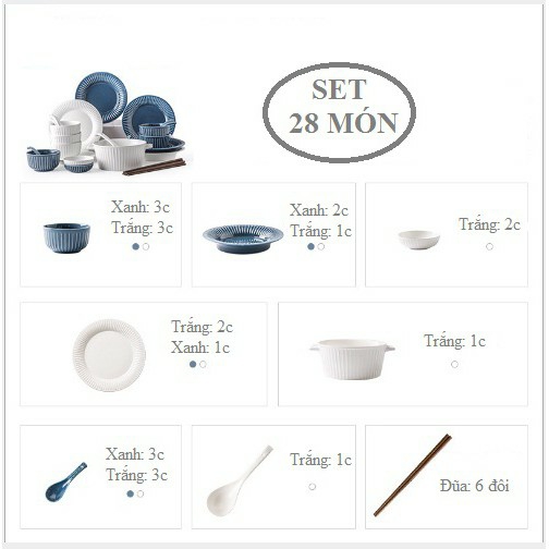 Set chén dĩa HEPBURN