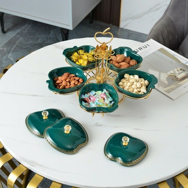 Khay mứt quả táo khung vàng