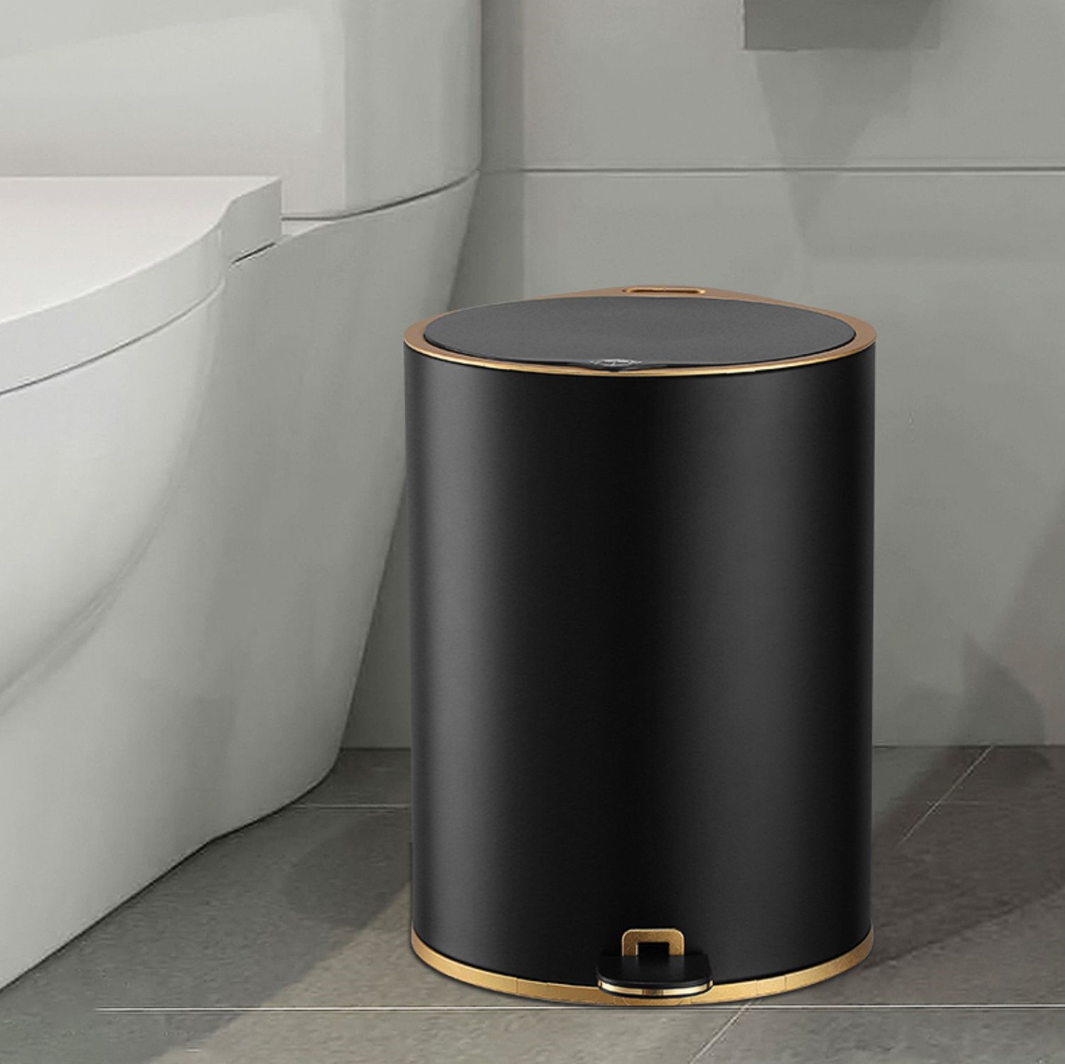 Thùng rác thép carbon đen