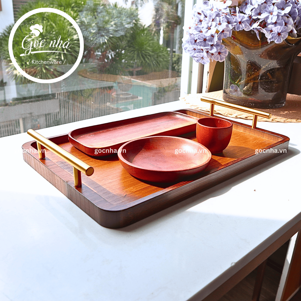 Khay gỗ có tay cầm