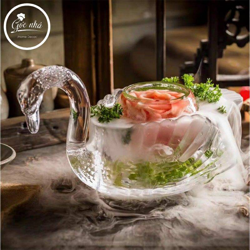 Tượng Trang Trí Crystal Swan Bowl