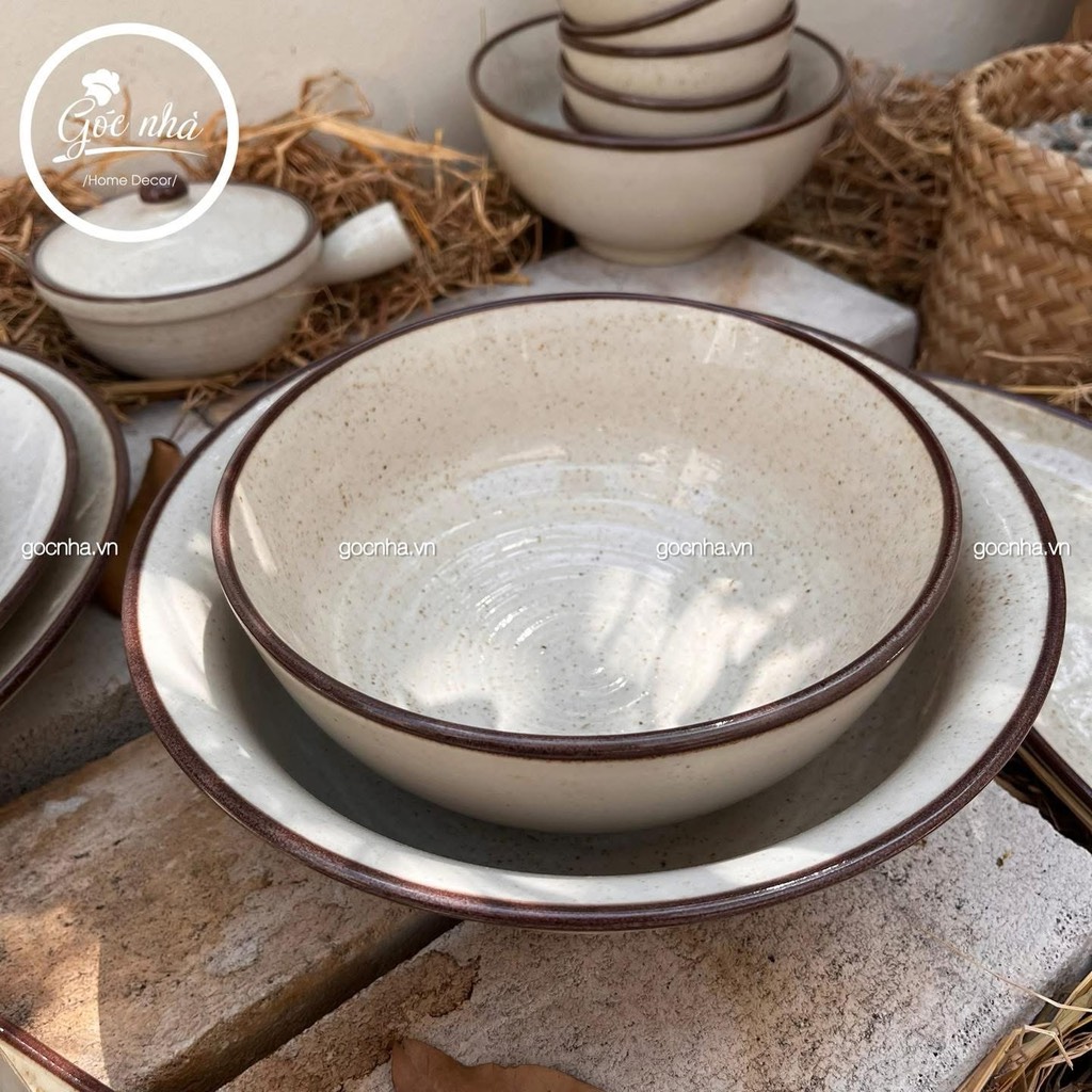 BST chén bát BEIGE nâu men tiêu