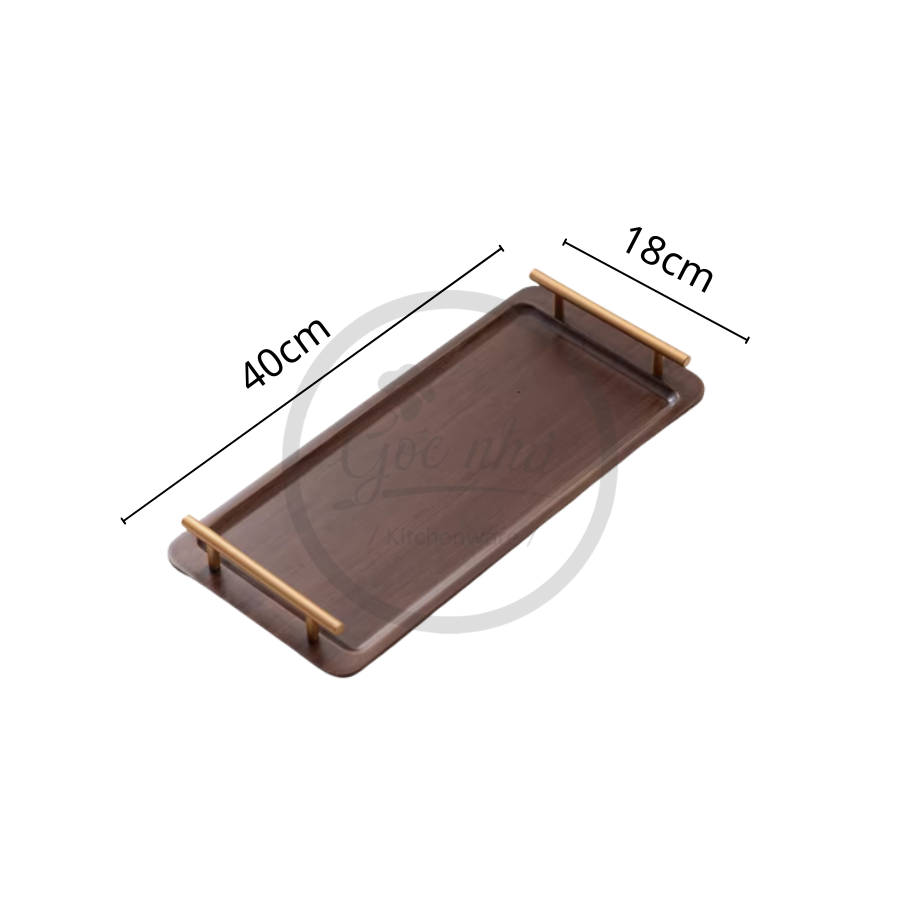 Khay Gỗ Tay Cầm Inox