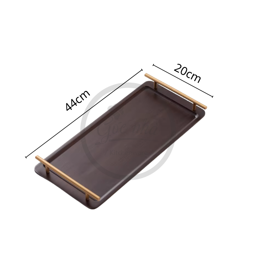 Khay Gỗ Tay Cầm Inox