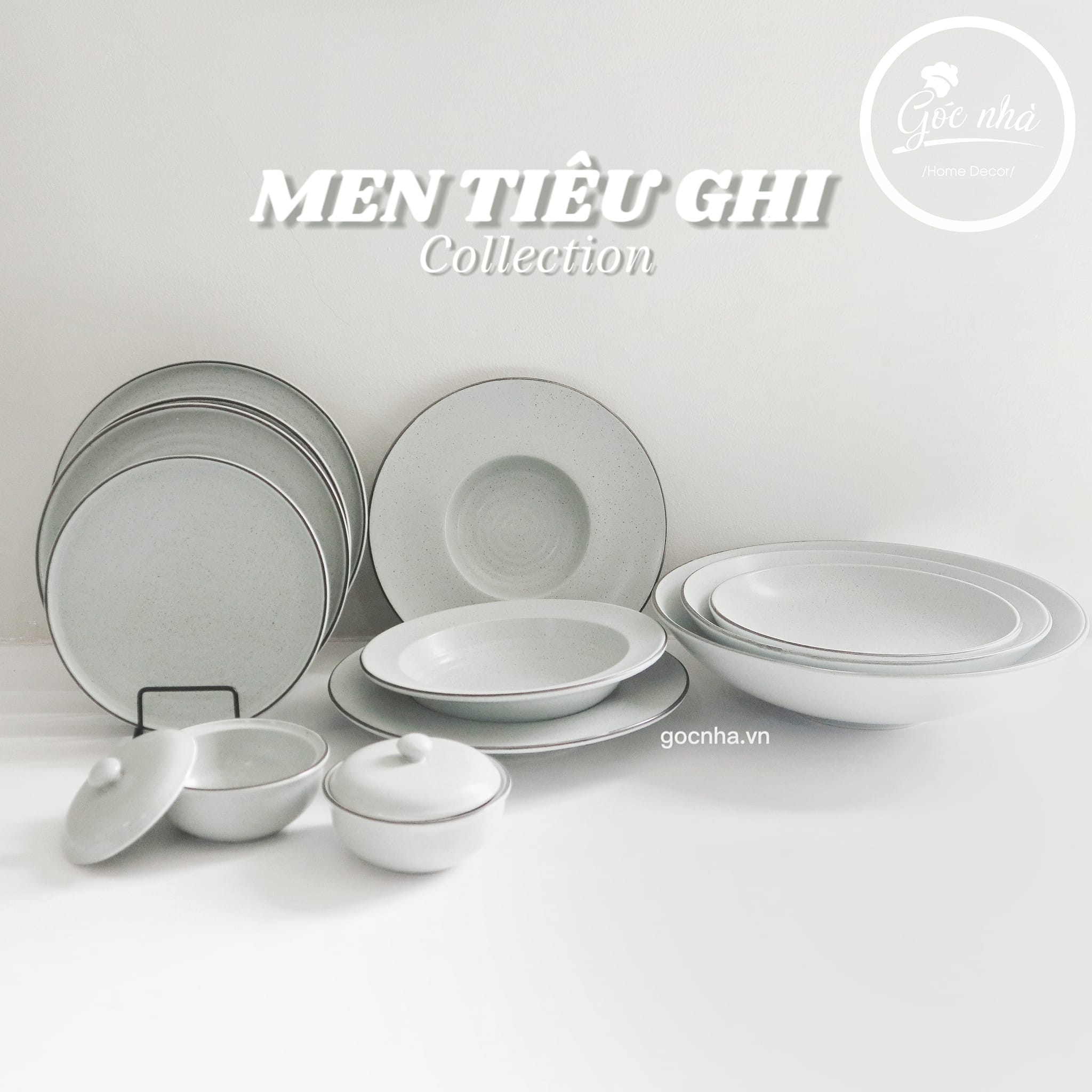 Set chén bát Men tiêu ghi xanh đá