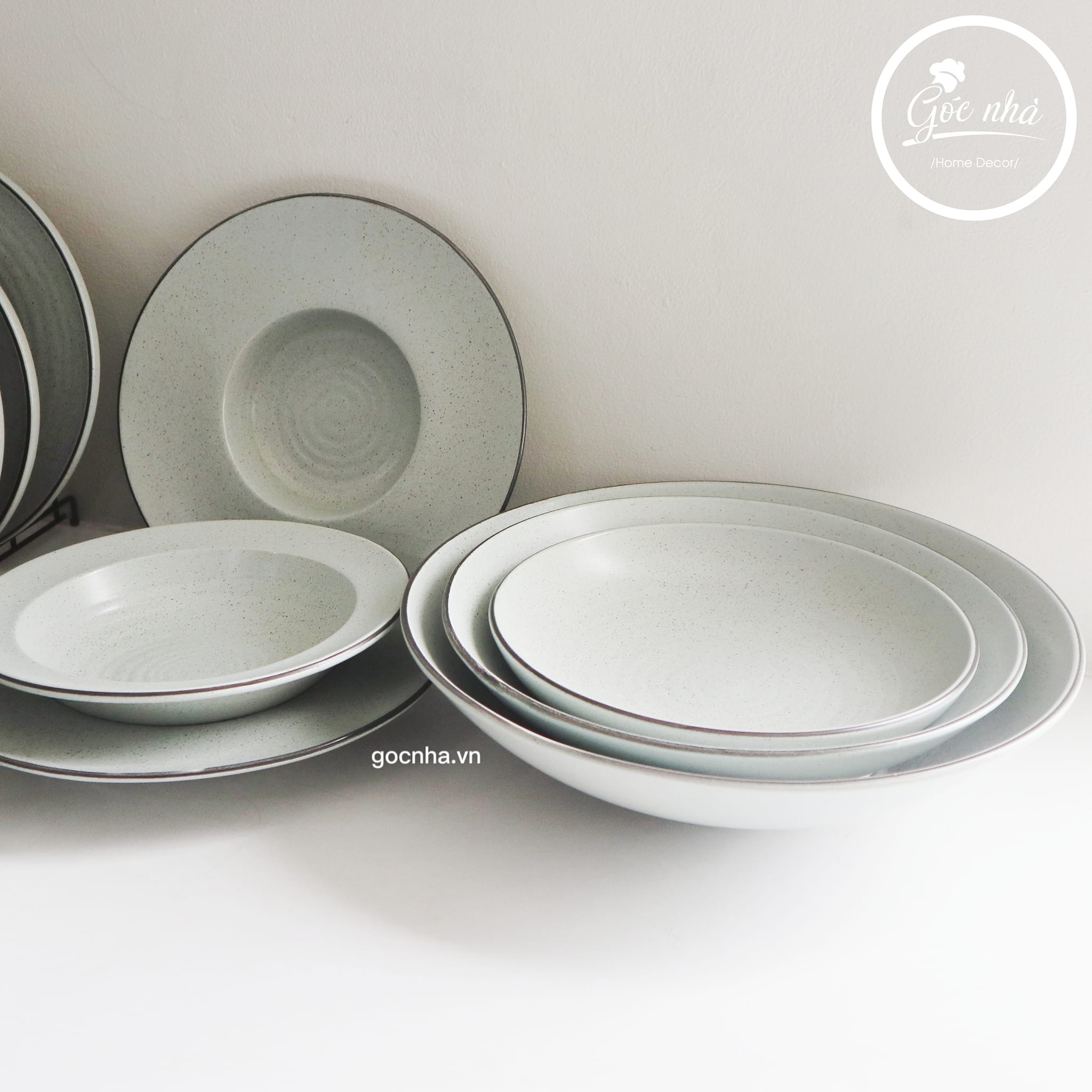 Set chén bát Men tiêu ghi xanh đá