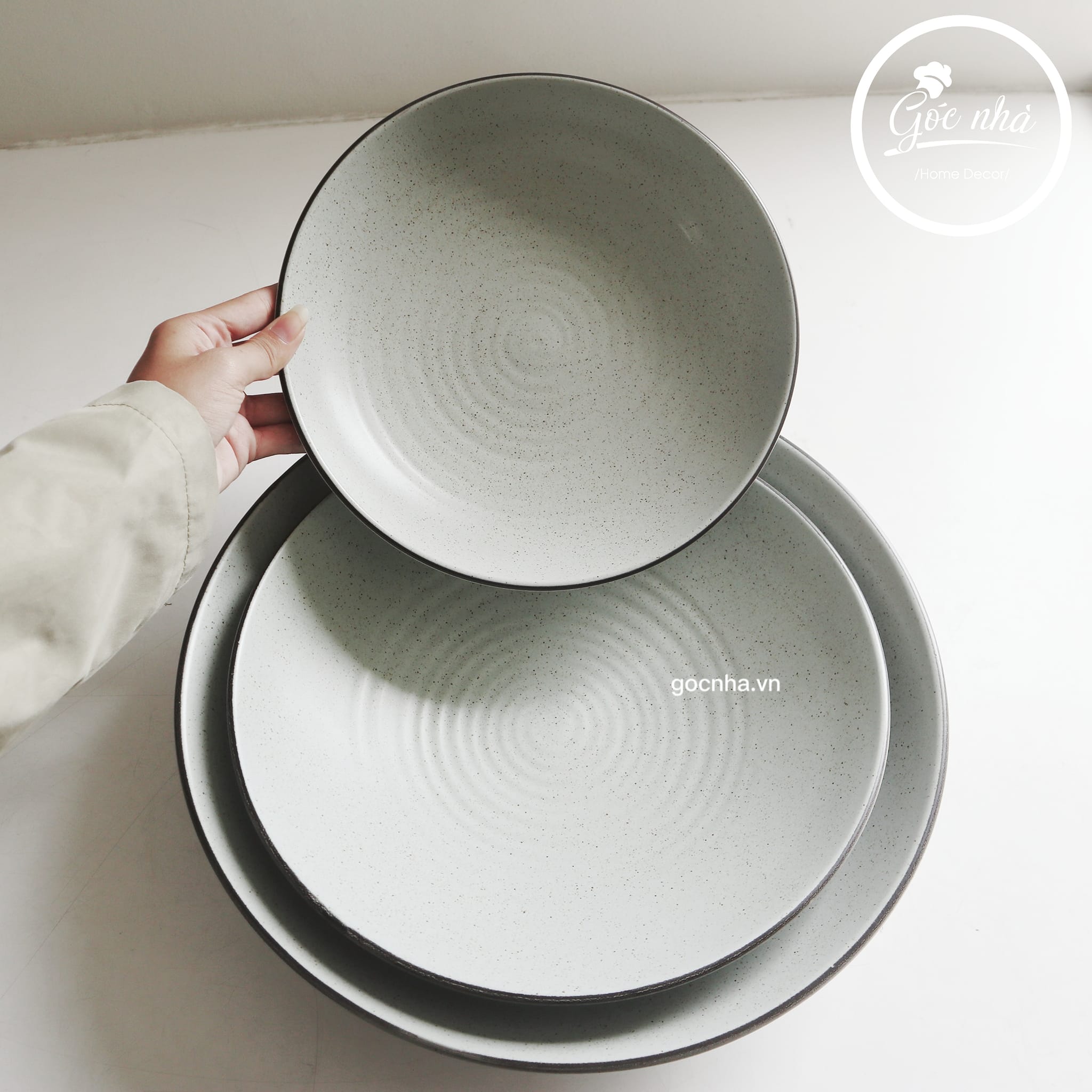 Set chén bát Men tiêu ghi xanh đá