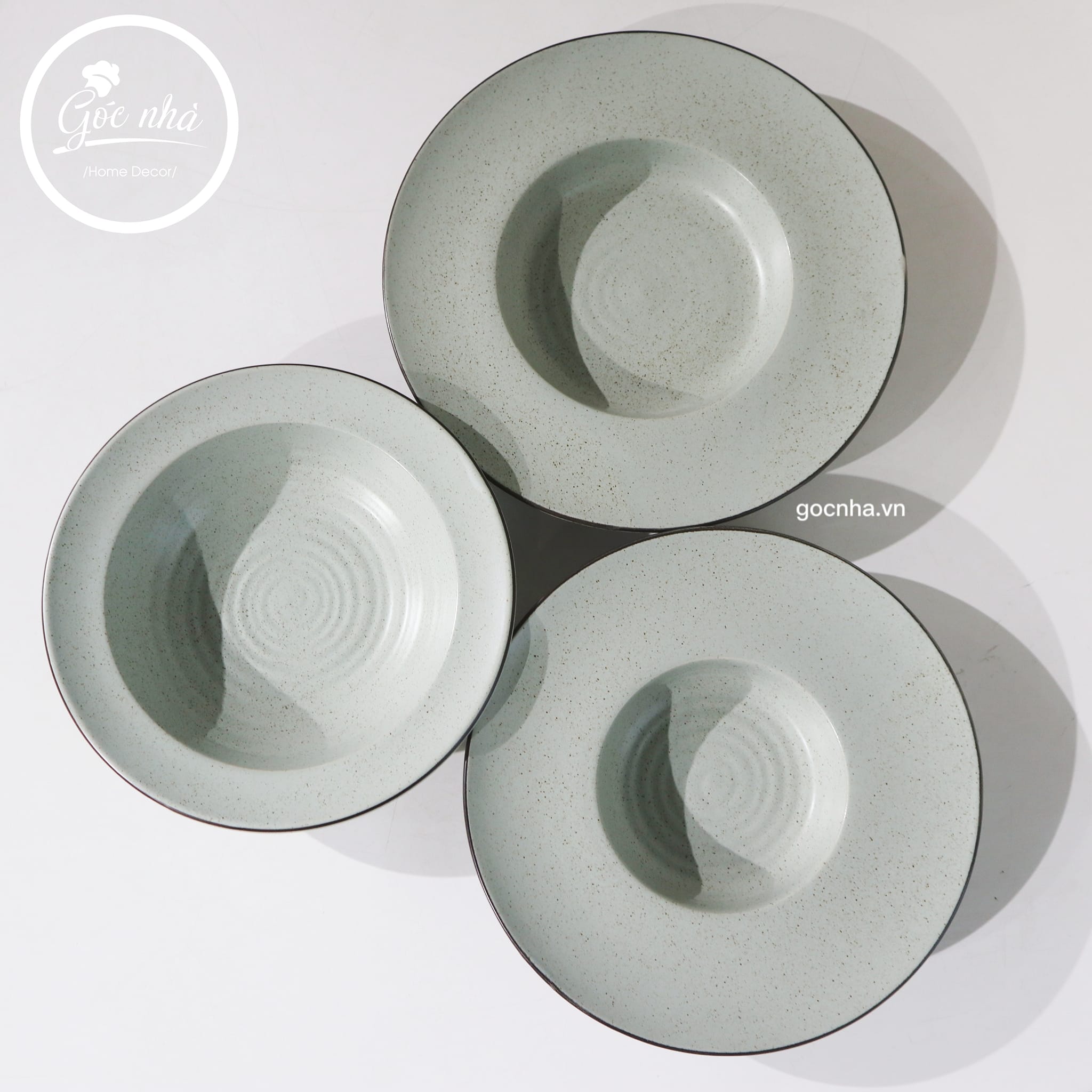 Set chén bát Men tiêu ghi xanh đá