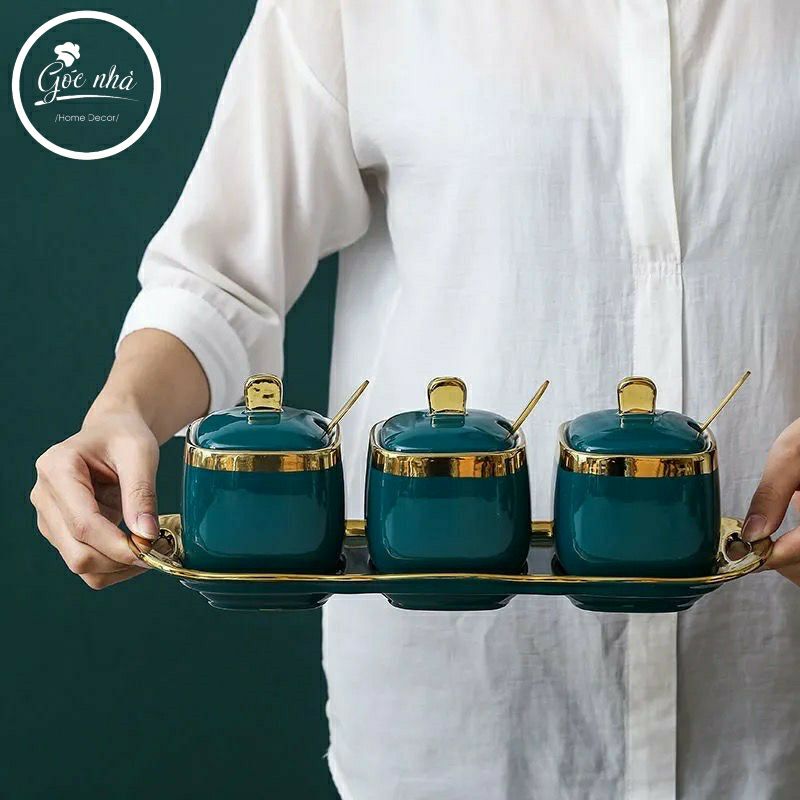 Set 3 hũ gia vị sứ