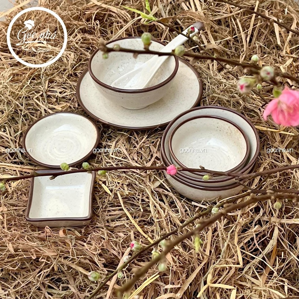 BST chén bát BEIGE nâu men tiêu