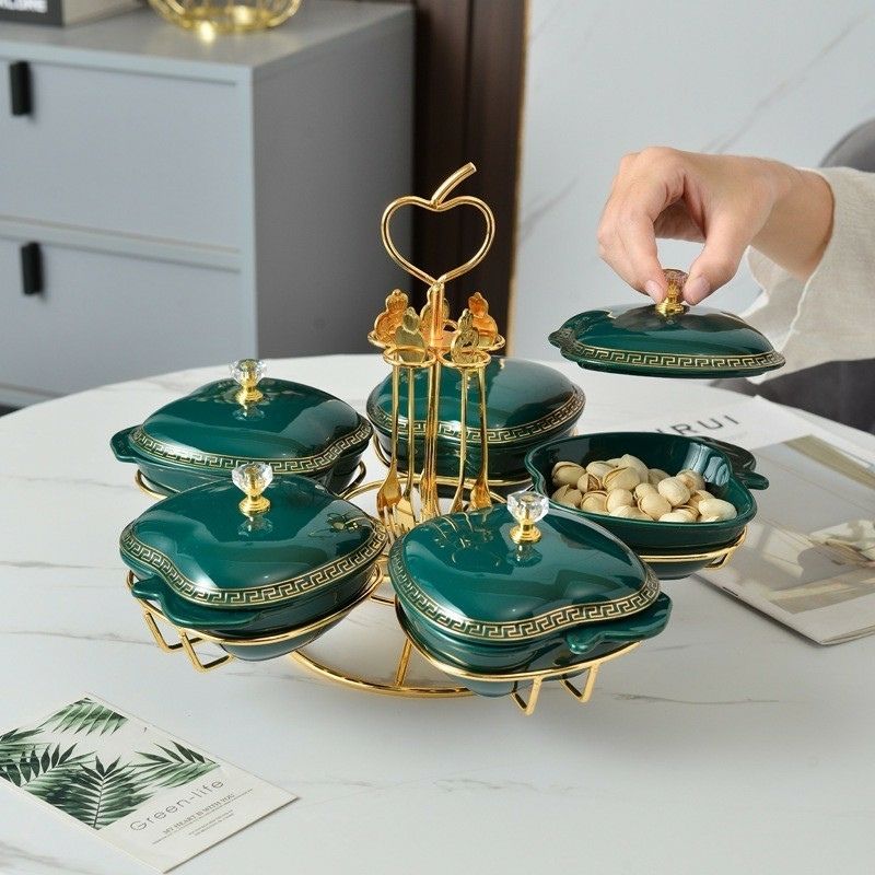 Khay mứt quả táo khung vàng