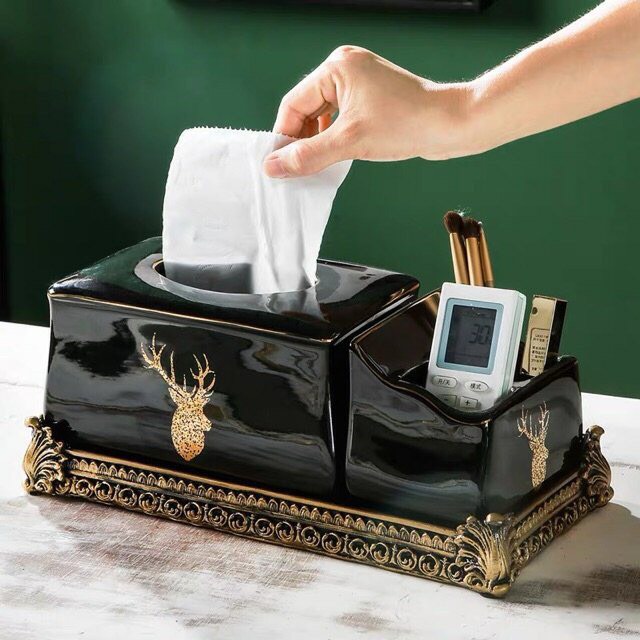 Hộp giấy ăn kép có khay -