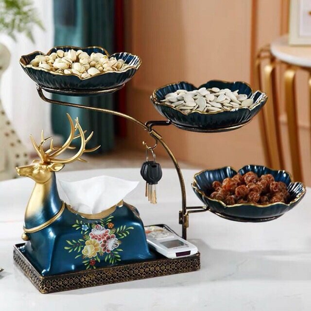 Hộp giấy hươu + khay 3 tầng khung thép