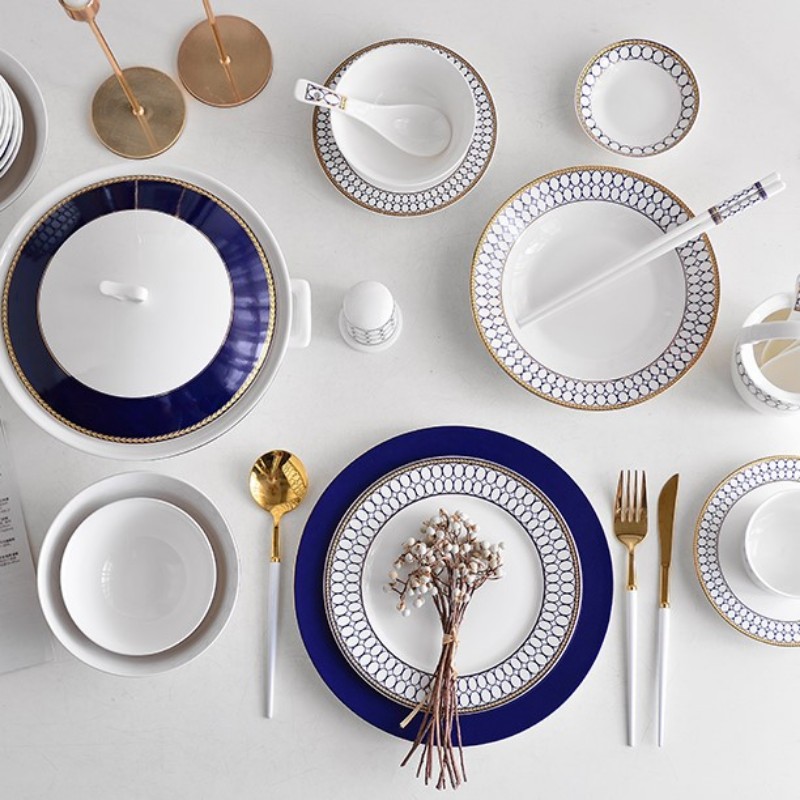 Set chén bát sứ xương Royal Mosaic 60 món