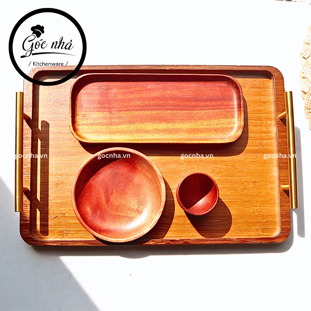 Khay gỗ có tay cầm