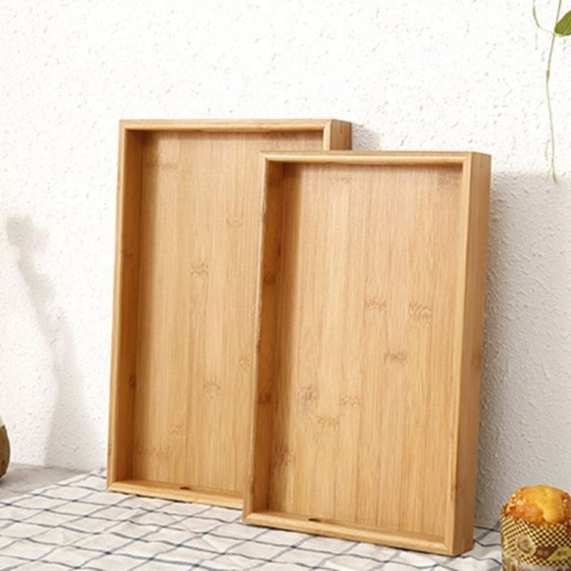 Khay gỗ chữ nhật có tay cầm