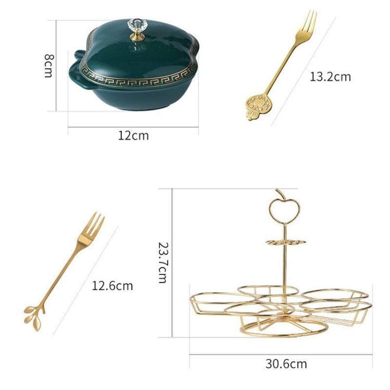 Khay mứt quả táo khung vàng