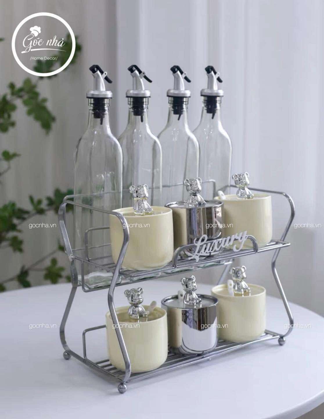 Set gia vị bạc núm gấu Silver Bear set