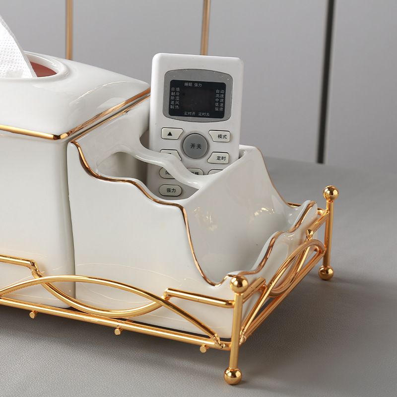 Hộp đựng giấy 2 ngăn khung thép