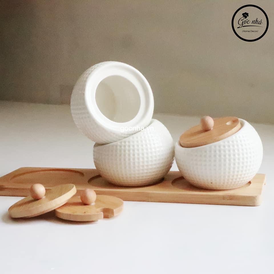 Set 3 Hũ gia vị miệng nghiêng
