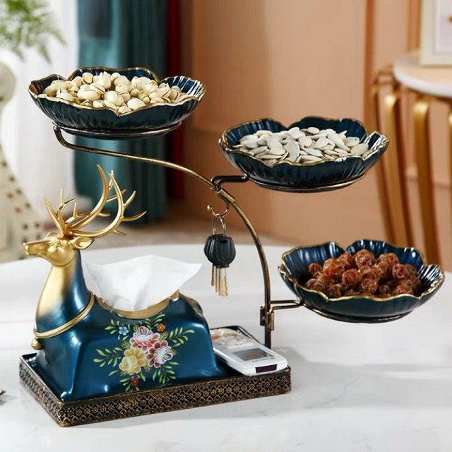 Hộp giấy hươu + khay 3 tầng khung thép