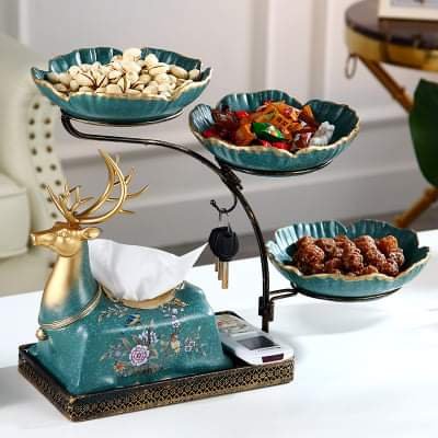 Hộp giấy hươu + khay 3 tầng khung thép