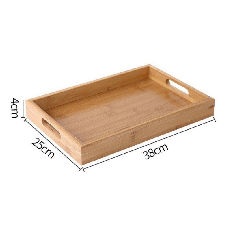 Khay gỗ chữ nhật có tay cầm